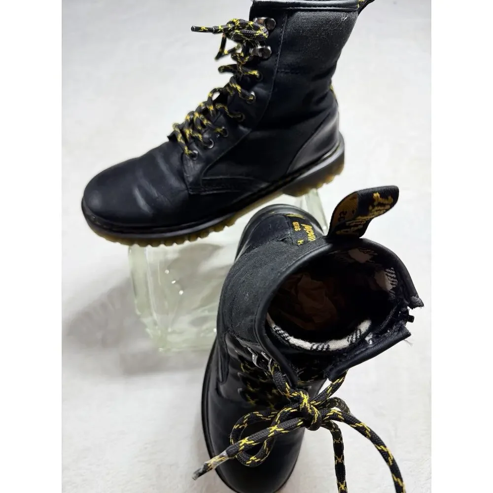 Dr. Martens 1460 Panel Y Ladies 7 Plaid Lined Black Combat Boots Modern Craft